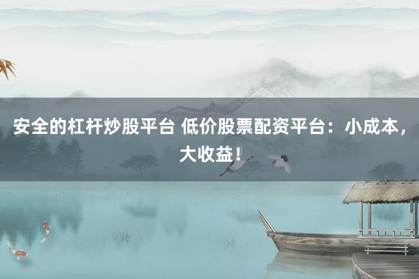 安全的杠杆炒股平台 低价股票配资平台：小成本，大收益！